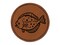 Flounder Halibut Flat Spotted Fish Round Iron-On Engraved Faux Leather Patch Applique - 2.5"